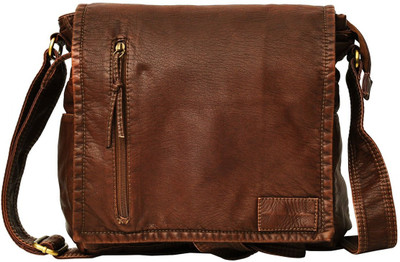 

Hawai Men & Women Casual Brown PU Sling Bag