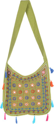 

Rajrang Women Casual Green Cotton Sling Bag