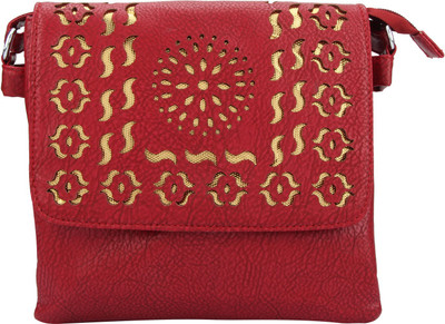 

The Peacock Craft Women Casual Maroon PU Sling Bag