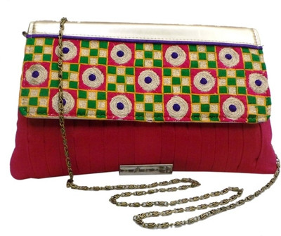 

Bhamini Women Evening/Party Pink Silk Sling Bag