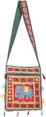 

Rajrang Women Casual Green Cotton Sling Bag
