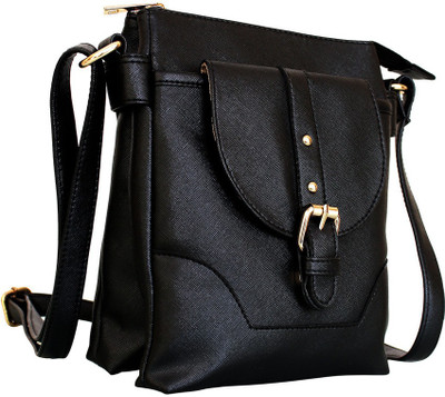 

Kleio Women Casual Black PU Sling Bag