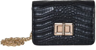 

Peaubella Women Evening/Party Black Leatherette Sling Bag
