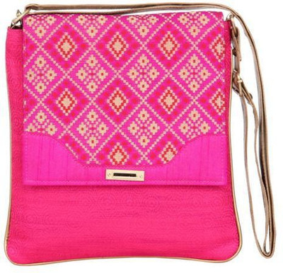 

Sunbeams Women Casual Pink Silk Sling Bag