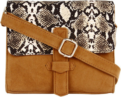 

Pretty Things Women Casual Tan PU Sling Bag