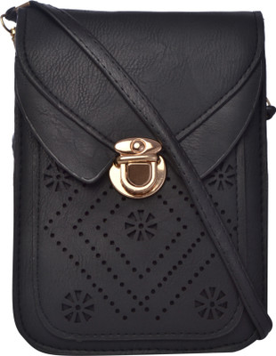 

Exotique Women Casual Black PU Sling Bag