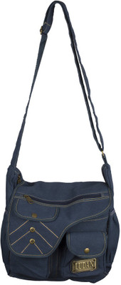 

Ludan Men Casual Blue Canvas Sling Bag