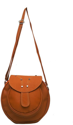 

Rapidcostore Girls Casual Brown Leatherette Sling Bag