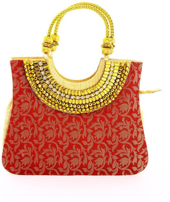 

Creative India Exports Women Evening/Party Maroon Silk, Jute Hand-held Bag