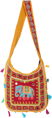 

Rajrang Women Casual Yellow Cotton Sling Bag