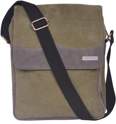

Justanned Men Casual Green Genuine Leather Sling Bag
