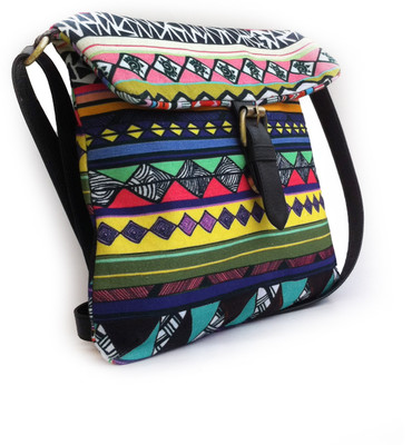 

Carry on Bags Girls Casual Multicolor Canvas, PU Sling Bag