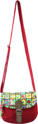 

Anekaant Women Casual Red Canvas, PU Sling Bag