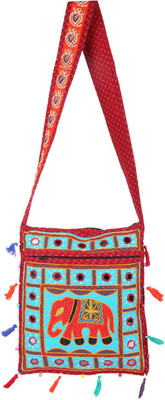 

Rajrang Women Casual Blue, Red, Purple Cotton Sling Bag, Blue;purple;red