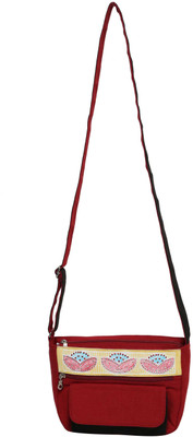 

Anekaant Women Casual Red, Black, Yellow Canvas, PU Sling Bag, Black;red;yellow