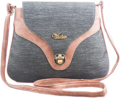 

Voaka Women Casual Orange, Grey PU Sling Bag, Grey;orange