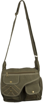 

Ludan Men Casual Green Canvas Sling Bag
