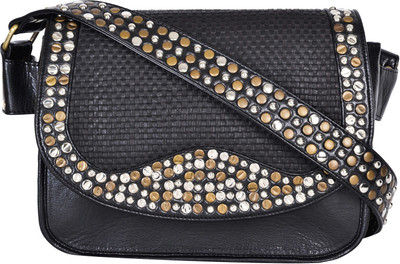 

dezerae Women Casual Black PU Sling Bag