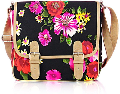 

Shaun Design Women Casual Black Canvas Sling Bag