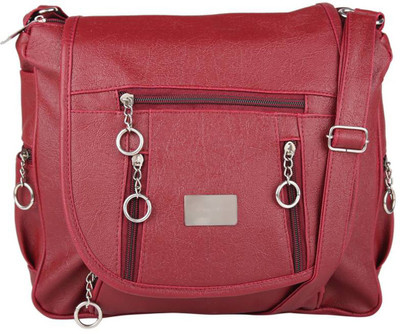 

Sr Sales Girls Casual Maroon PU Sling Bag