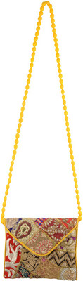 

Arisha kreation Co Women Casual Yellow Silk Sling Bag