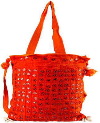 

Little India Women Casual Orange Cotton Sling Bag