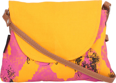 

Kanvas Katha Women Casual Yellow Canvas Sling Bag