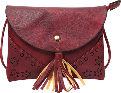 

Hawai Girls Evening/Party Maroon PU Sling Bag