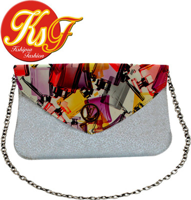 

Kshipra Fashion Girls Evening/Party Silver Leatherette Sling Bag