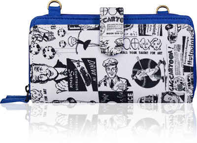 

Lost & Found Women White, Black, Blue Cotton Clutch, Black;blue;white
