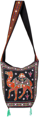

Rajrang Women Casual Black, Orange, Red Cotton Sling Bag
