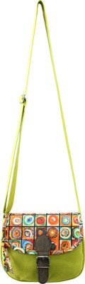 

Anekaant Women Casual Green Canvas, PU Sling Bag