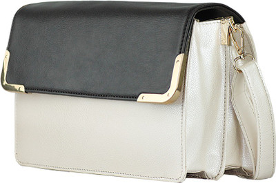

AFRE Women Evening/Party Black, White PU Sling Bag