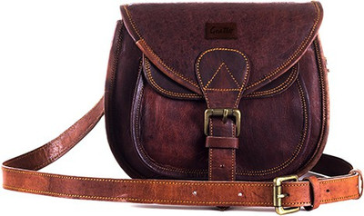 

Goatter Girls Brown Genuine Leather Sling Bag