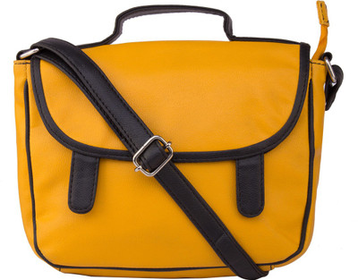

Bagsy Malone Women Yellow, Black PU Sling Bag, Black;yellow
