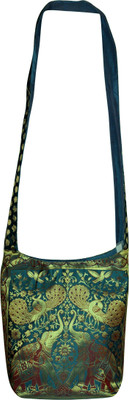 

Lal Haveli Women Casual Green Silk Shoulder Bag