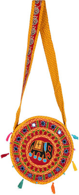 

Rajrang Women Casual Yellow Cotton Sling Bag