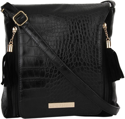 

Lino Perros Women Casual Black Leatherette Sling Bag