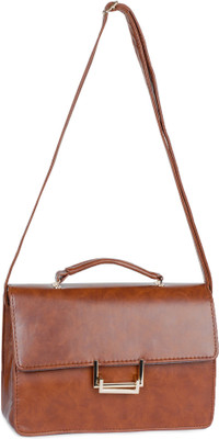 

Buckle Up Women Casual Brown PU Sling Bag