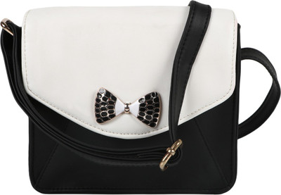 

Berrypeckers Women Casual Black, White PU Sling Bag