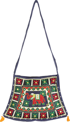 

Rajrang Women Casual Blue Cotton Sling Bag