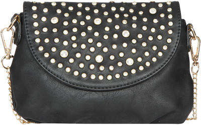 

Bagkok Women Evening/Party Black PU Sling Bag