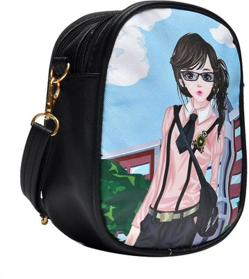 Hawai Girls Casual Black PU Sling Bag