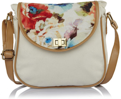 

Haqeeba Women Casual White Canvas Sling Bag