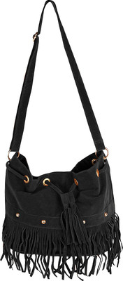 

Abrazo Girls Casual Black Velvet Sling Bag