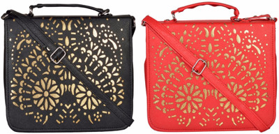 

Cuddle Women Casual Black, Red PU Sling Bag