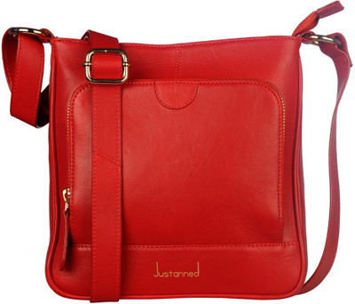 

Justanned Women Formal Red Genuine Leather Sling Bag