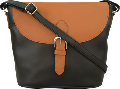 

Toteteca Bag Works Women Casual Black, Tan PU Sling Bag