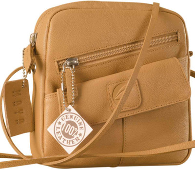 

eZeeBags Girls Casual Tan Genuine Leather Sling Bag