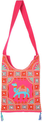 

Rajrang Women Casual Pink, Blue, Red Cotton Sling Bag, Blue;pink;red